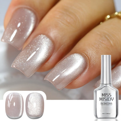 Gel Nail Polish CY002 Ice-Clear Nude Magnetic Cat-Eye with Shimmer Stripe and Glossy Finish for UV/LED Nail Art