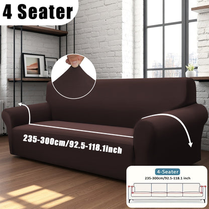 Stretch Sofa Cover Elastic Band | Milk Fiber Fabric Slipcover, Machine Washable Polyester Spandex, 1 to 4 Seater Armchair Couch Cover, Red Gray Blue Black Coffee, Home Decor