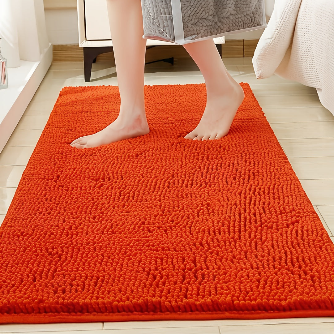Indoor Door Mat in Chenille, Gingham Dog Paw Entryway Rug in Rectangular or Oval Shapes for Home Entrances