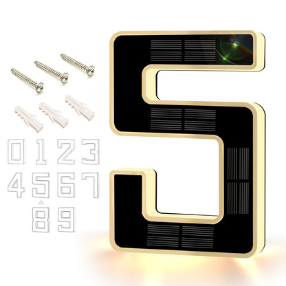 LED Solar House Number Light 6.7 Inch Wall Mounted – Smart Sensor Illuminated Address Number for Home Decor, No Wiring Energy-Saving Solar Powered Outdoor Light