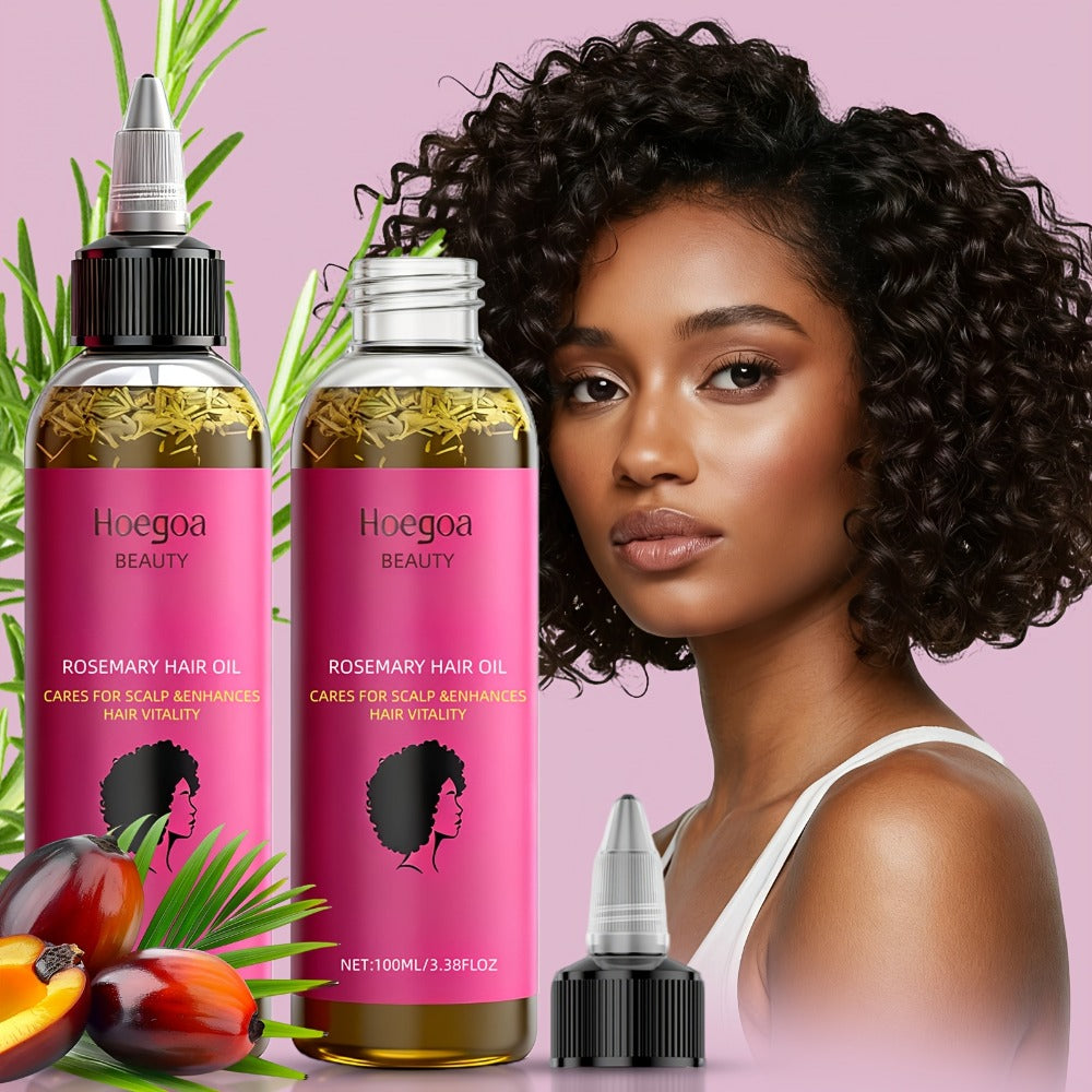 Hair Oil Hoegoa Rosemary Two-Bottle 100ml Gift Set with Pointed Applicators for Hair and Scalp Application