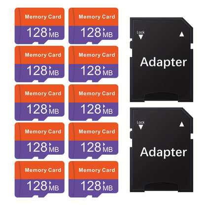 10-Pack SD Card with Adapters Bulk Set, Flash Memory Cards 128MB 256MB 512MB High-Speed Compatible with Camera Phone Tablet Laptop PC Car Stereo Game Console – Reliable Multi-Device Storage Solution