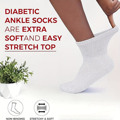 12-Pair Low-Cut Diabetic Sock Set for Adults in Six Colors with 9-11, 10-13 and 13-15 Size Options