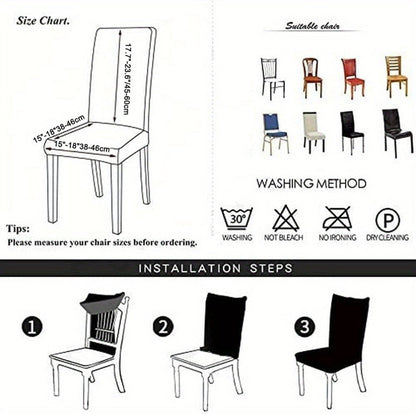 Chair Cover Set of 4 or 6 Stretch PU Leather Dining Slipcovers in Nine Available Color Choices