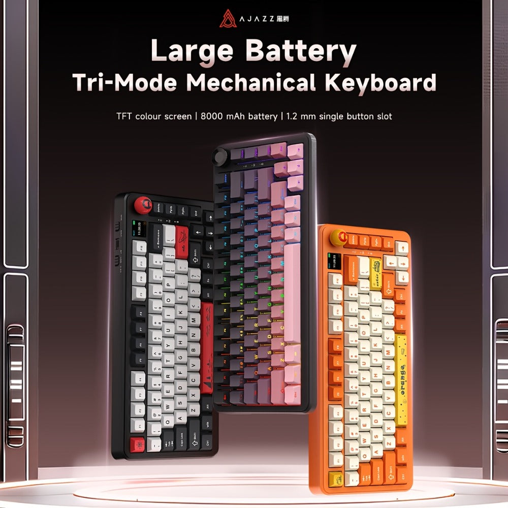 Hot Swap Gasket Mechanical Keyboard AJAZZ AK820 75% – Wireless 2.4GHz & Wired, Volume Knob, South-Facing RGB, Poron Foam, PBT Keycaps, Programmable, 11 Switch & Color Options for PC & Mac