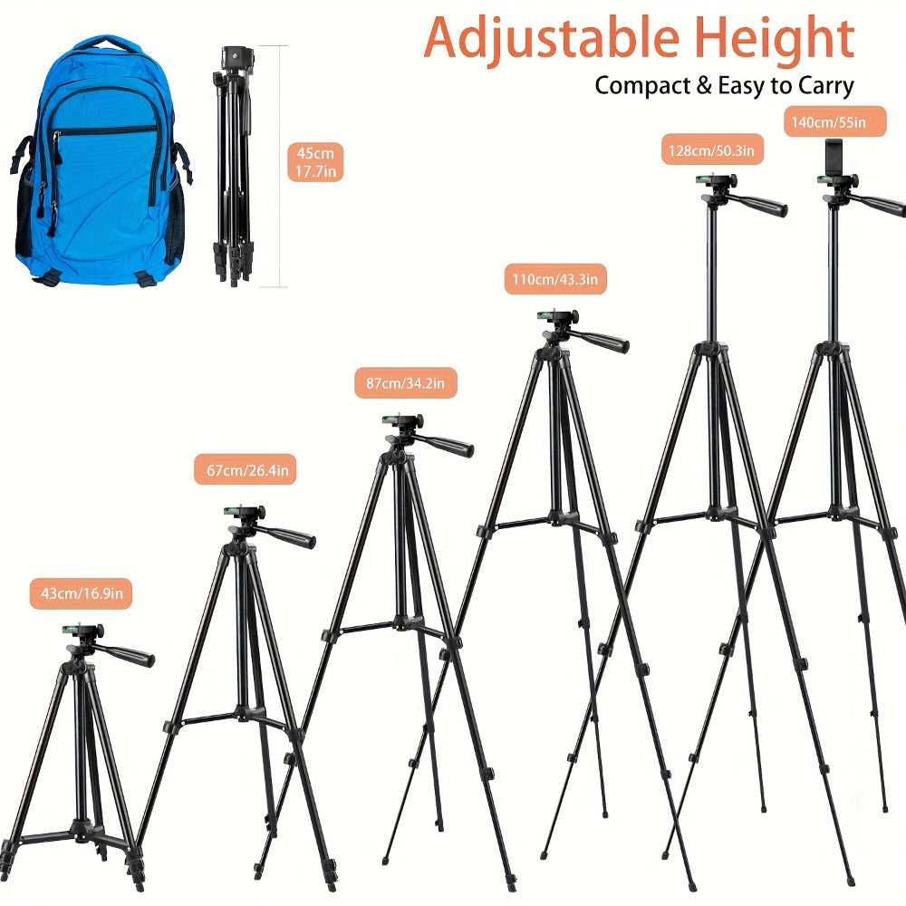55 Inch Aluminum Tripod with Pistol Grip Head | Dual-Use Phone & Camera Travel Stand for iPhone Android DSLR Mirrorless Action Cam, Portable Lightweight Photography Tripod with Carry Bag