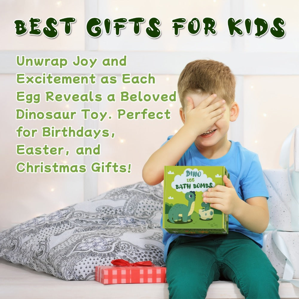 Dinosaur Egg Bath Bombs with Surprise Inside 9 Pack - Kids Fizzy Bath Balls with Hidden Dinosaur Toy, Bubble Gum Scent, Fun Educational Birthday Christmas Easter Gift for Boys Girls Ages 3+