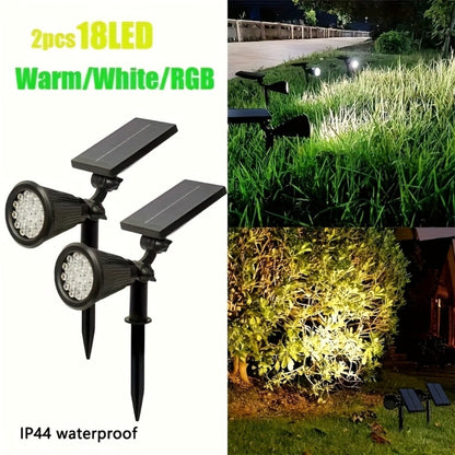 Solar Landscape Lights 2-in-1 Wall & Ground, Independent Adjustable Solar Panel, 8 Color Modes Outdoor Solar Spotlight for Garden