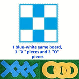 Blue and white chessboard + medium chess pieces + storage bag