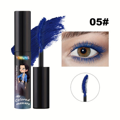 YTRUNS Colored Mascara in Six Shades from White and Brown to Black, Green, Blue or Purple with Curved Wands