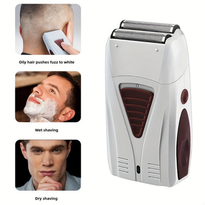 Electric Shaver Dual-Head Razor with Stainless Steel Blades, USB Charging and 60+ Minute Wet/Dry Runtime