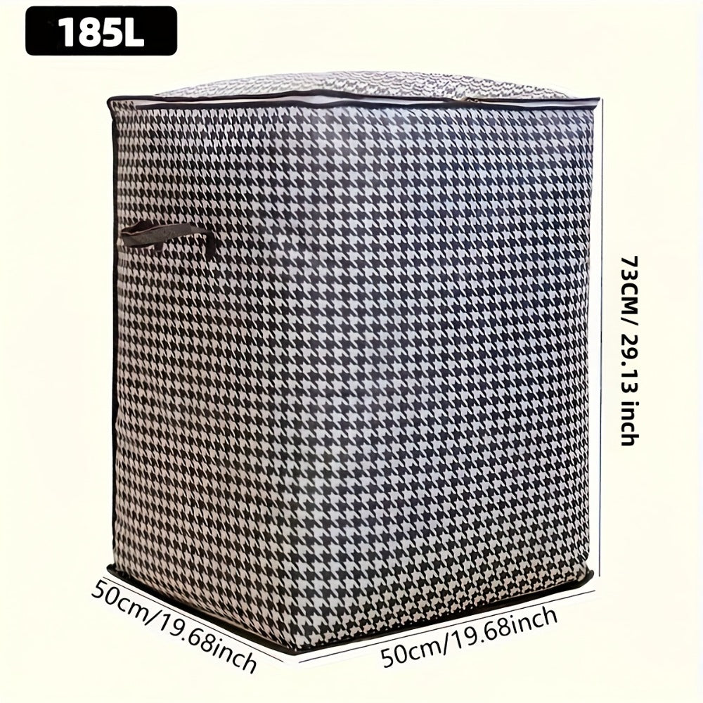 Houndstooth Lidded Storage Bins in One- or Three-Piece XXXL 55.48-Gallon Options with Carry Handles