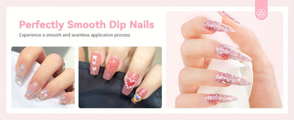 Dip Powder Nail Kit with SAVILAND Label, 60g Clear Powder, Three 15ml Liquids, Files, Buffer and Brush