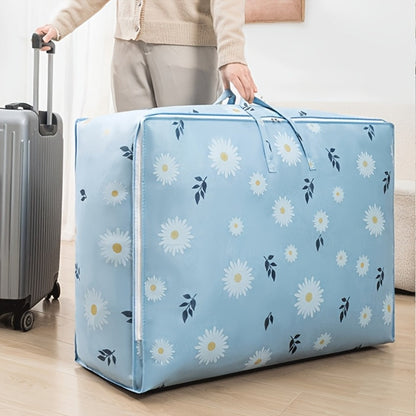 Six-Piece Under-Bed Storage Bag Set with Daisy Print, Dual Handles and 27.56 x 11.81 x 15.75-Inch Size