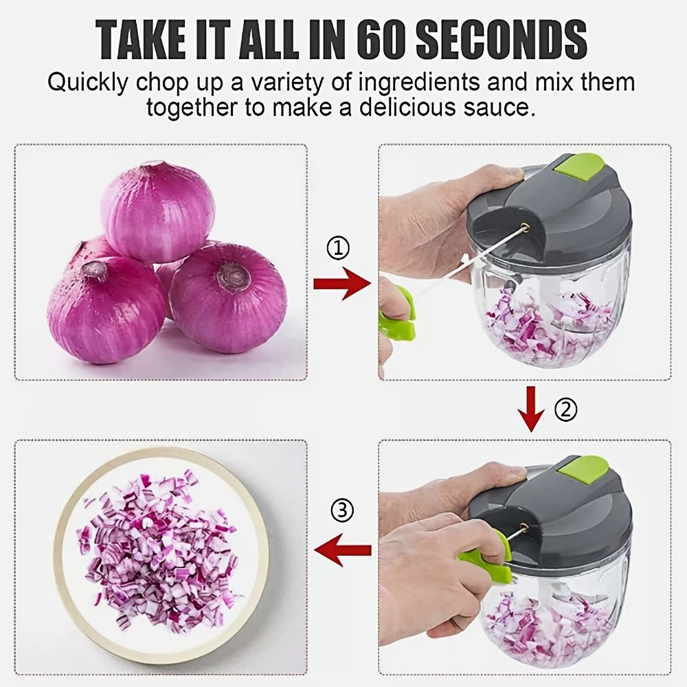 Vegetable Chopper with 3/5 Blades – Multifunctional Onion Chopper, Food Dicer & Salad Cutter with Container | Kitchen Gadget Set for Potato, Carrot, Garlic
