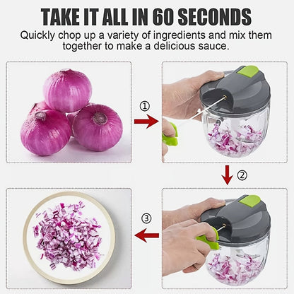 Vegetable Chopper with 3/5 Blades – Multifunctional Onion Chopper, Food Dicer & Salad Cutter with Container | Kitchen Gadget Set for Potato, Carrot, Garlic