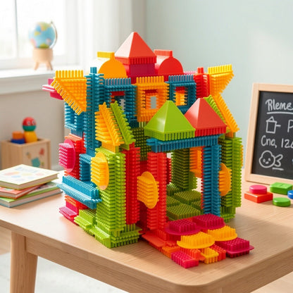 Hedgehog Bristle Blocks for Toddlers 150PCS – Soft Interlocking Brush Building Set, Sensory STEM Learning Toy for Kids Ages 2 3 4 5, Creative Open-Ended Educational Gift for Boys & Girls, Birthday Christmas Holiday