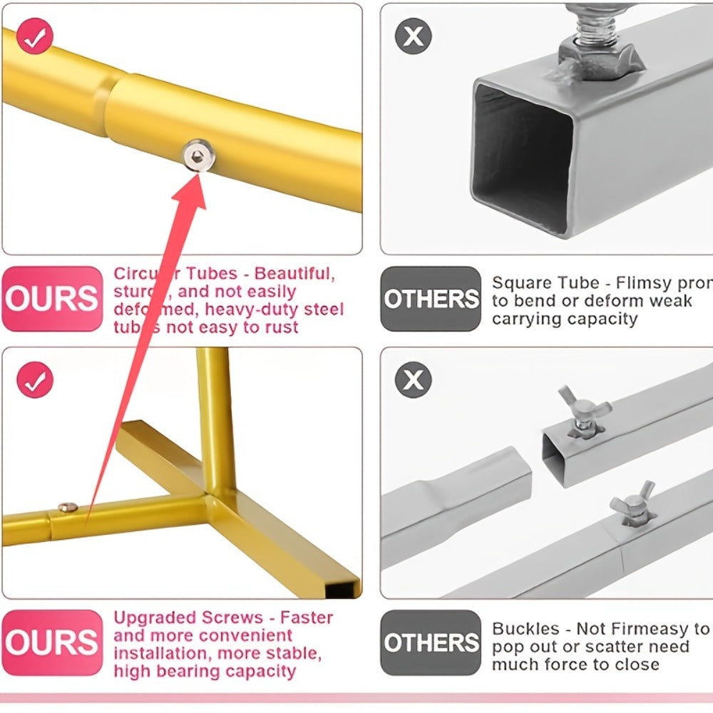 Backdrop Stand Gold Rounded Arch Set of Two, 7.2 and 6 Feet with Square Tube Frames and Flat Bases