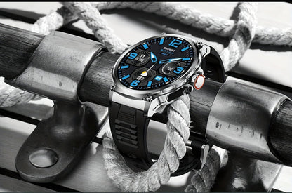 Smart Watch 1.85-Inch Round Display with 710mAh Battery, Wireless Calling and Silver or Black Band