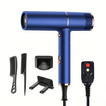 Foldable Hair Dryer with Concentrator Nozzle & Stand — Bristle Motor Hot & Cold Air, Quick Dry Professional Blow Dryer for Women & Men, Home Travel Dorm, White Blue Pink Champagne