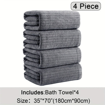 Bath Towels Set 4 Pack 35x70 Inch Oversized Extra Large - Microfiber Super Absorbent Quick Dry XL Bath Sheet Soft Bathroom Towels | 13 Colors | Family Hotel Spa Shower Towel Set Coastal Style