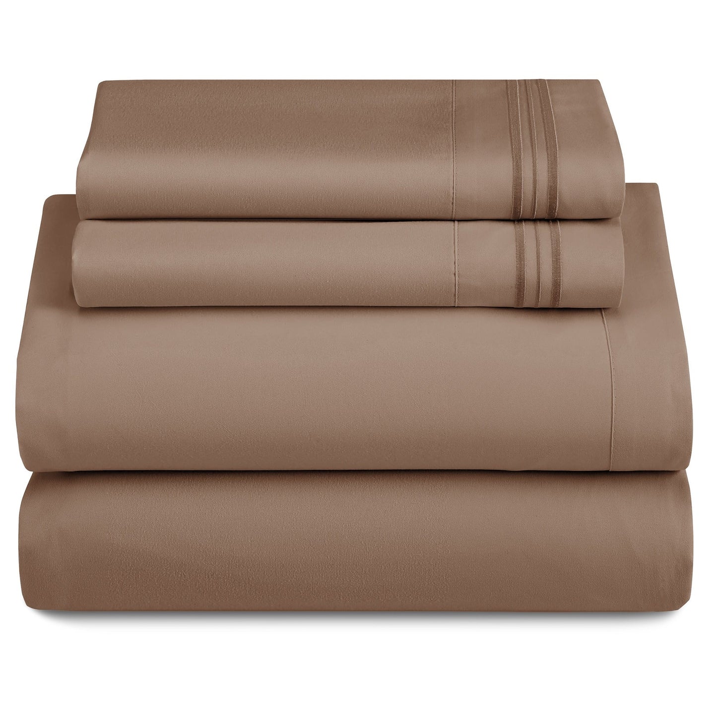 Bed Sheet Set 1800-Series Microfiber with Six Fitted-Sheet Sizes and Twenty Solid Color Choices
