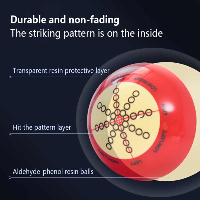 Red Billiard Practice Cue Ball Set with Two Printed Training Patterns, Chalk Cube and Cleaning Cloth
