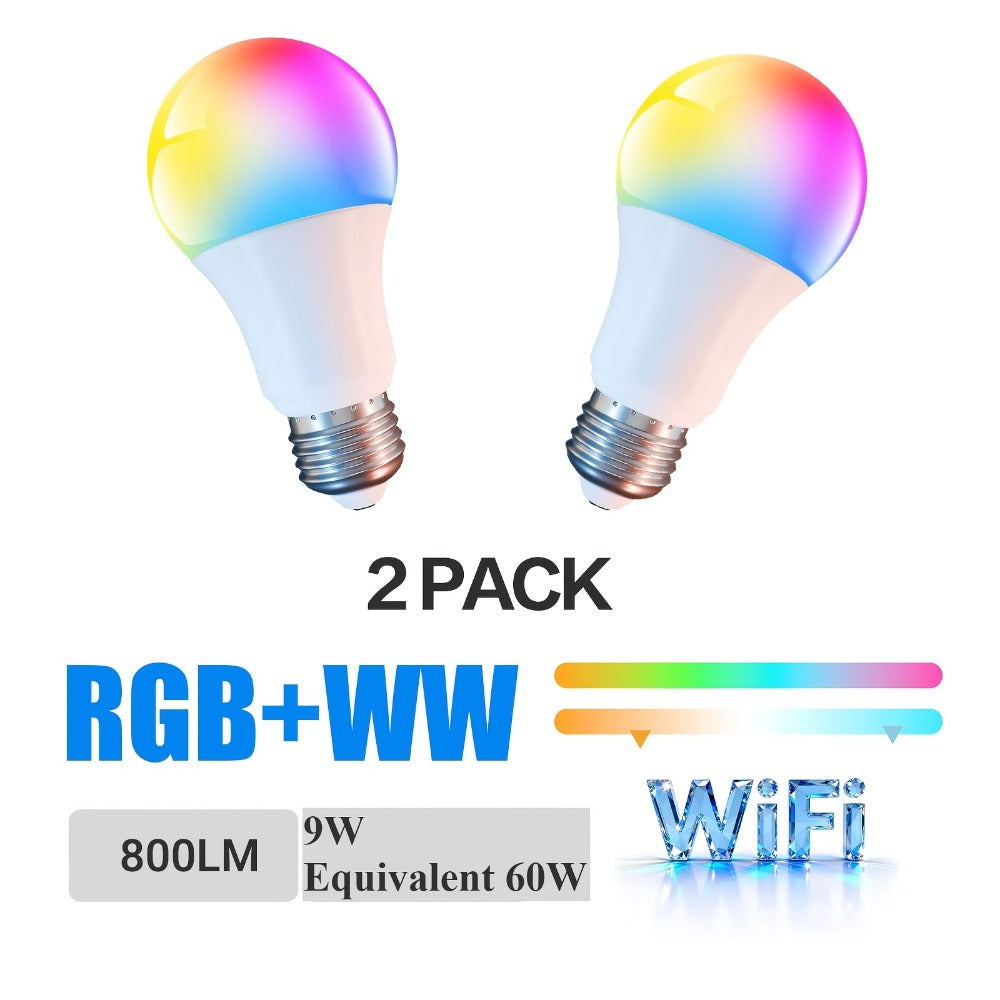 A19 E26 Wi-Fi Smart Light Bulbs with RGB Color and White Modes in Two-, Four- or Six-Bulb Packs