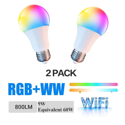 A19 E26 Wi-Fi Smart Light Bulbs with RGB Color and White Modes in Two-, Four- or Six-Bulb Packs