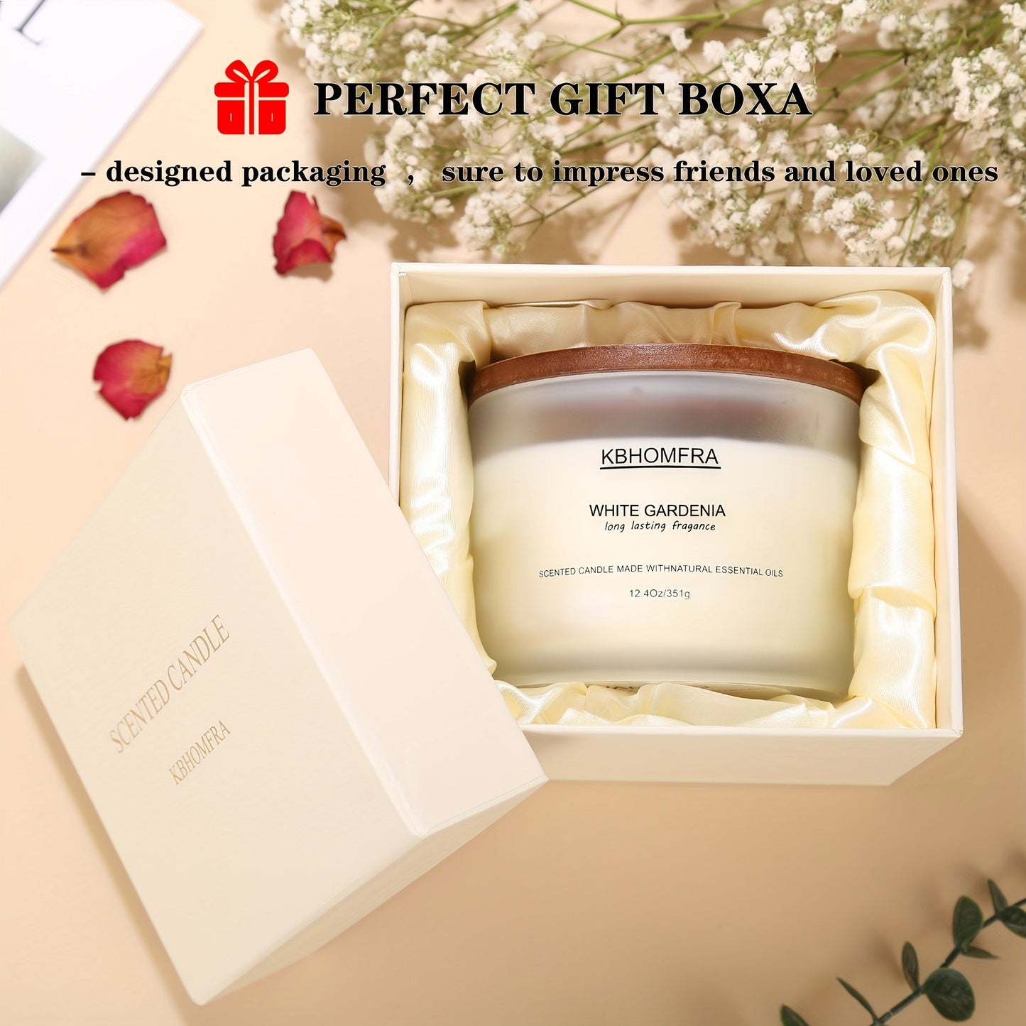 12.4oz Candle with Three Cotton Wicks, Wide Glass Jar, Gift Box and Six Fragrance Selections