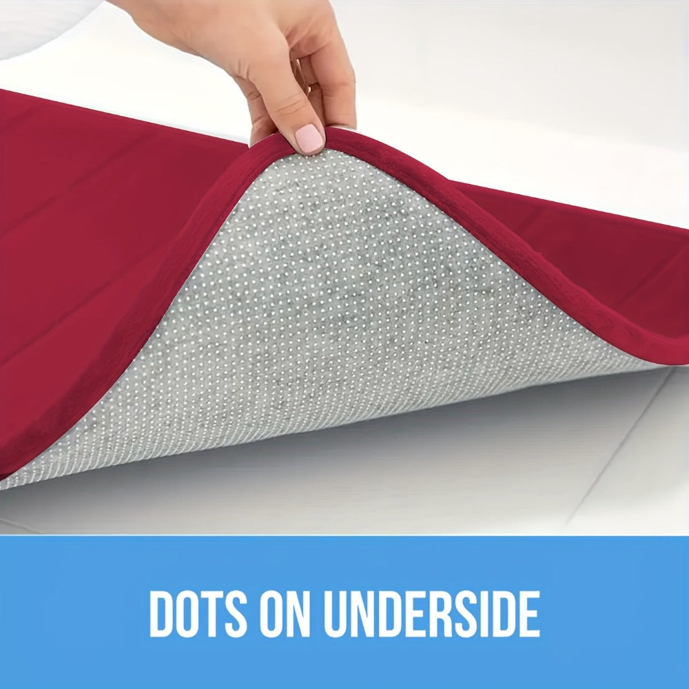 Channel-Stitched Three-Piece Padded Bath Mat Set with Long Runner and Two Matching Rugs in Nine Solid Colors