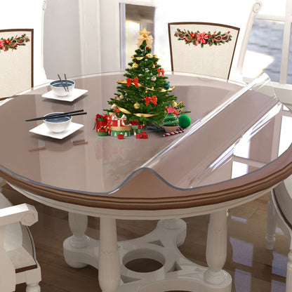 Round PVC Table Cover Clear Tablecloth 2MM Thick Scratch-Resistant Waterproof Table Protector for Dining Table Coffee Table Restaurant Outdoor