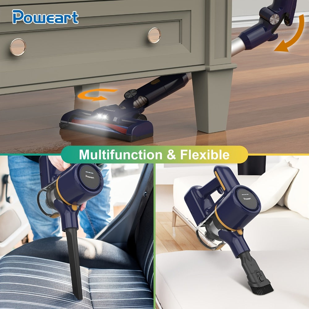 Stick and Handheld Vacuum Cleaner with LED Floor Head, Straight or 180-Degree Foldable Tube Options