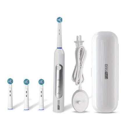 Electric Toothbrush with 3 Rotating Cleaning Modes - Induction Charging, 4 Replacement Brush Heads, Travel Case Included, Couples Toothbrush Set, Deep Plaque Removal, Holiday Gift, Black Purple Blue