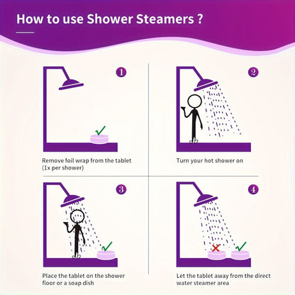 Forty-Piece Shower Steamer Gift Box with Ten Floral, Herbal and Fruit Fragrance Labels for Shower Use
