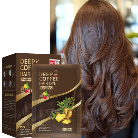 Hair Color Shampoo Sachets 10-Pack with Black, Deep Coffee, Coffee and Chestnut Brown Shade Options