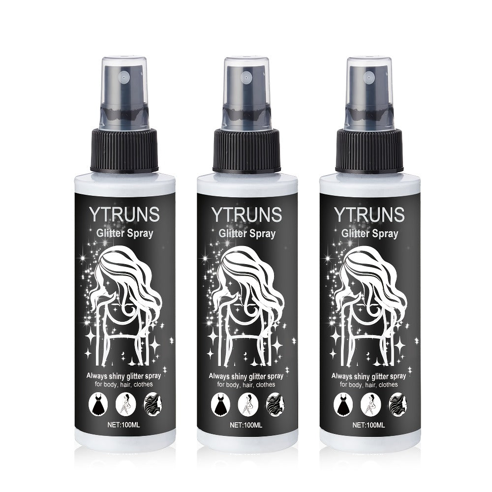 Two- or Three-Piece Body Glitter Spray Set for Hair and Skin in Source-Labeled Pack Options