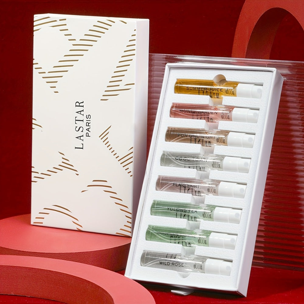 8 Piece Women's Perfume Gift Set Travel Size Mini EDT Bottles - Long Lasting Patchouli Fresh Floral Scents - Fragrance Kit for Dates Office Birthday Valentines Day