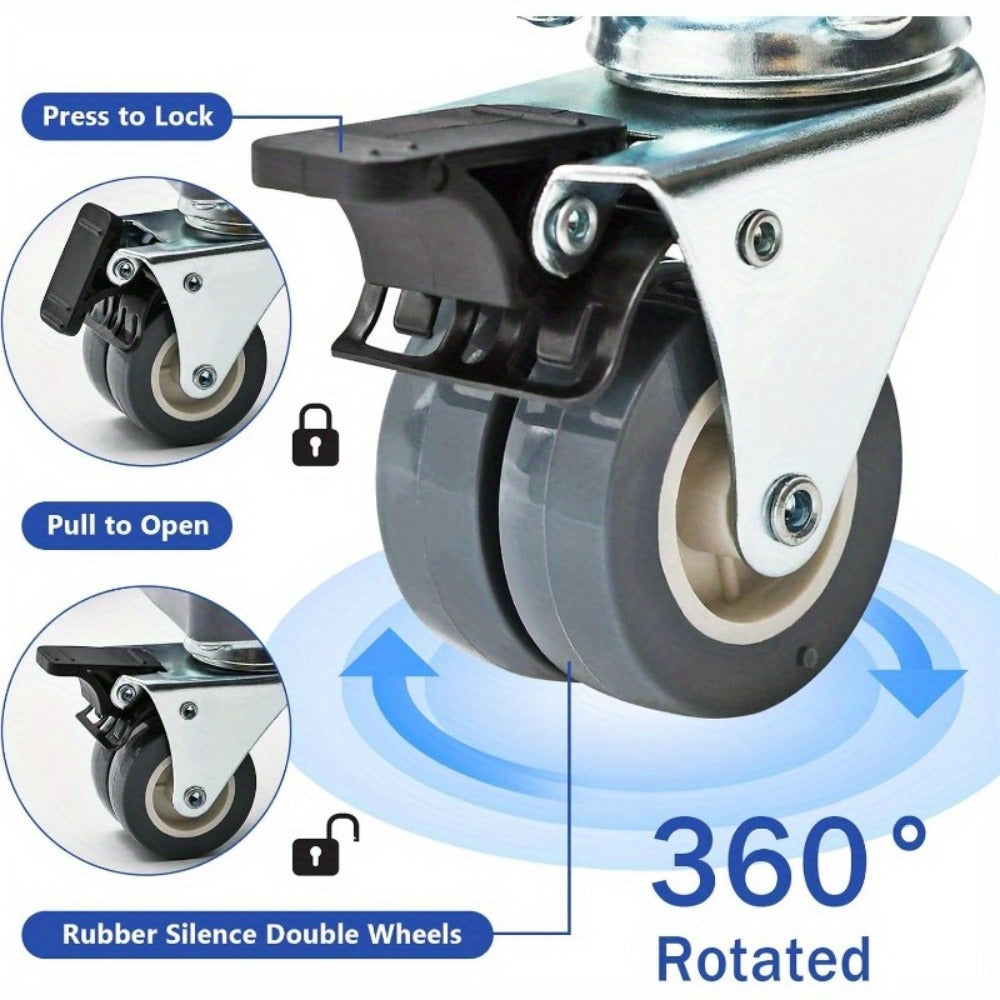 Adjustable Appliance Base Stand in Gray with Four Locking Swivel Wheels, Four Feet and 45.5–70 cm Range