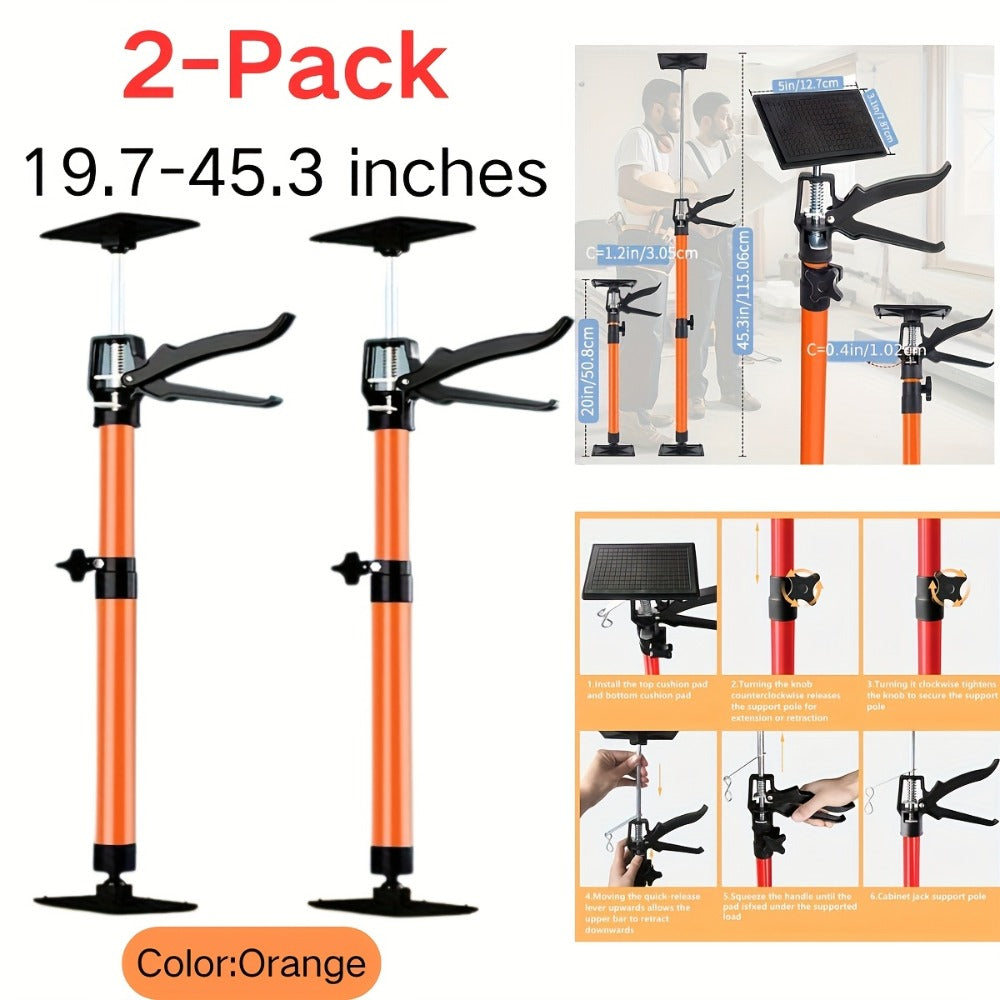 Adjustable Steel Support Rods for Drywall & Cabinet Installation, Extendable Construction Support Poles 19.7"-45.3" / 45"-114", Manual Lifting Tool Height Adjuster for Home Renovation, 2PCS & 4PCS Sets