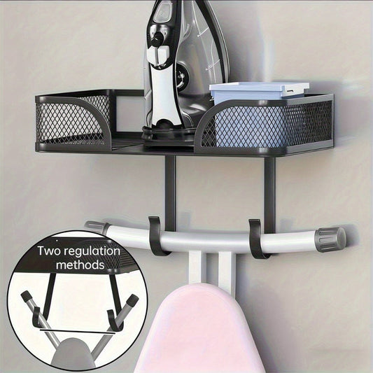 Iron Storage Rack Wall Mounted Heavy Duty Carbon Steel Heat Resistant Ironing Board Holder Space Saving Vertical Horizontal for Iron Steamer Laundry Room