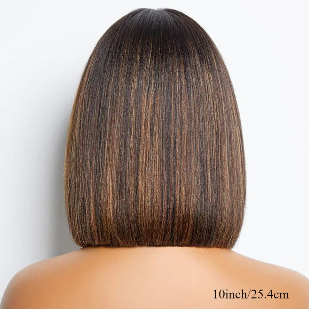 Straight Bob Wig with Bangs in Natural 10-Inch or P1B/30 Highlight 12-Inch Protected Checkout Options