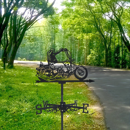 Weathervane | Metal Motorcycle Garden Yard Roof Wind Direction Decor
