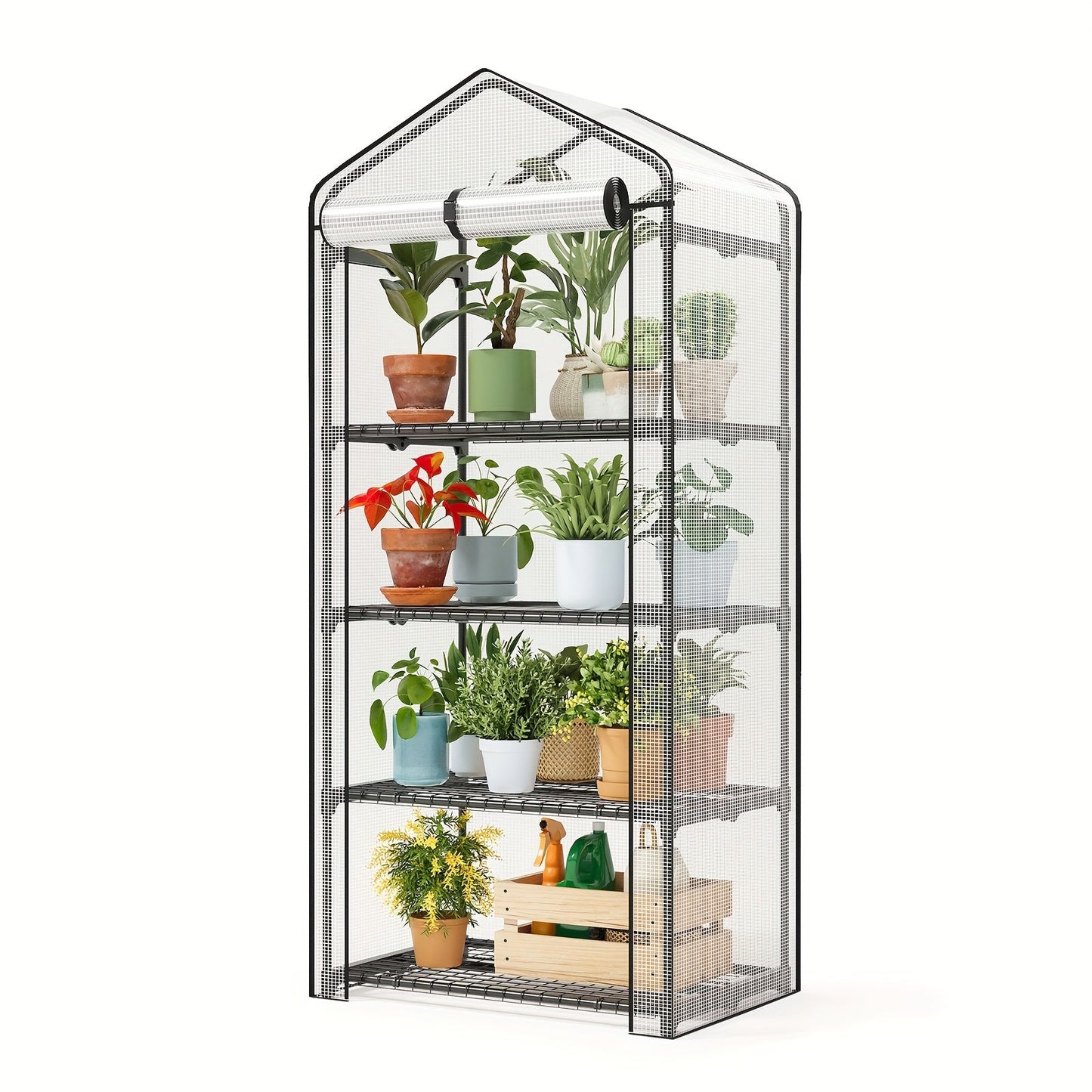 Three- or Four-Tier Mini Plant Greenhouse with Aluminum Frame and PE Cover in Four Checkout Options