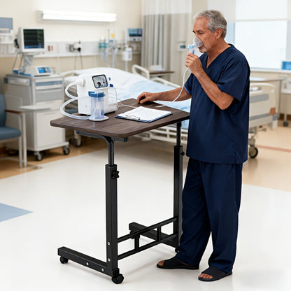 Adjustable Overbed Table with Rolling Frame and Eight Color Checkout Options from Retro to Deep Glacier