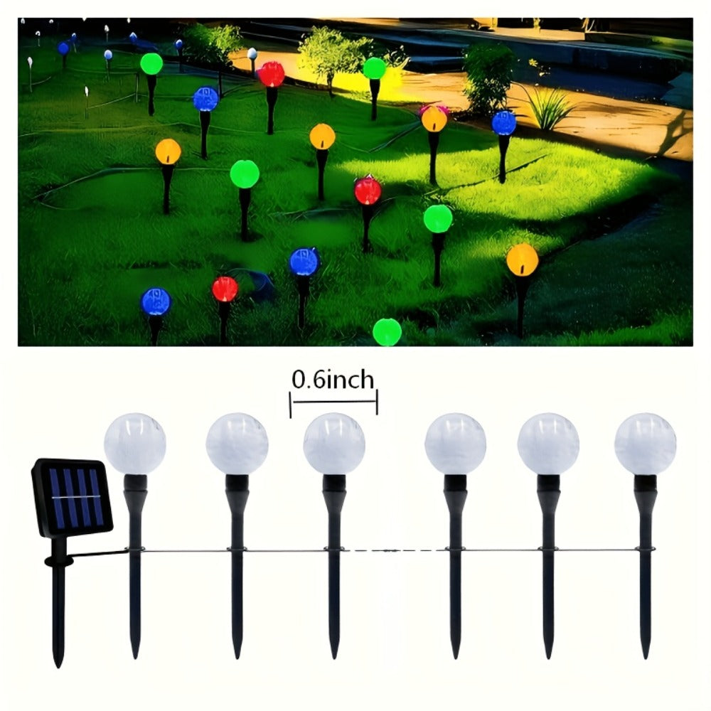 Solar LED Garden Path Lights 30pcs Bubble Shape | Auto On at Night | Waterproof Outdoor Stake Lights | Colorful & Warm White | Lawn Landscape Lights for Garden Patio Wedding Party Festival