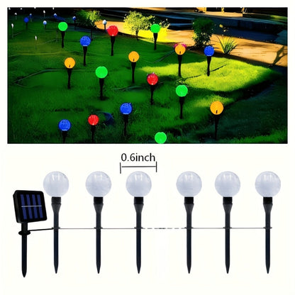 Solar LED Garden Path Lights 30pcs Bubble Shape | Auto On at Night | Waterproof Outdoor Stake Lights | Colorful & Warm White | Lawn Landscape Lights for Garden Patio Wedding Party Festival