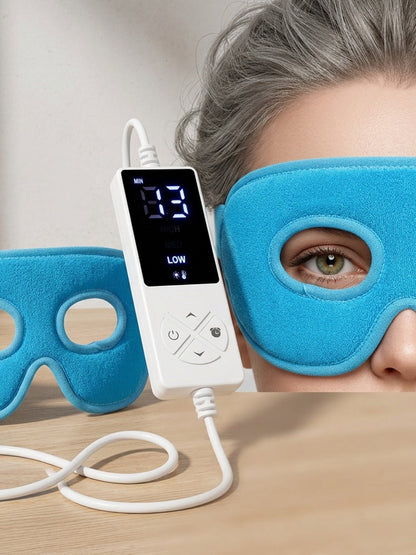 Heated Eye Mask Electric — Warm Compress for Sinus Relief Tension Headache & Eye Fatigue | 3 Temperature 5 Timer Settings Extra Large Eye Pad | Therapeutic Relaxation Self Care Gift for Women Men Blue