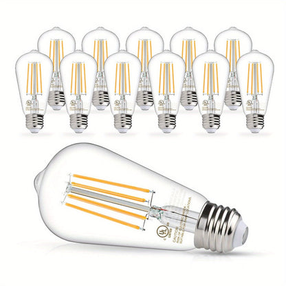 ST58 Vintage Edison LED Filament Bulbs, 8 W with Dimmable E26 Base and 2700 K Warm White, 12 or 24 Packs