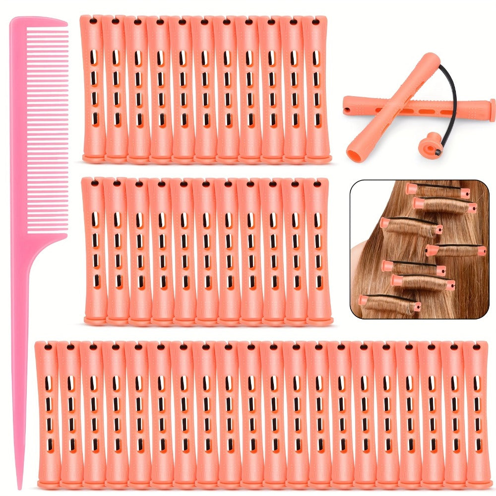 50pcs Soft Foam Perm Rods Heatless Hair Rollers with Comb – No-Heat Flexible Curl Rods for Long-Lasting Curls, Waves & Ringlets, DIY Home & Salon Hairdressing Styling Tool for Women All Hair Types